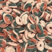 Blackcurrant rings 100g double layer sour gummy rings