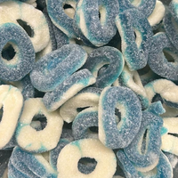 Blue raspberry rings 100g double layer sour gummy rings