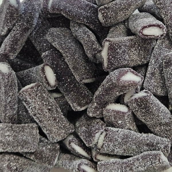 Fizzy blackberry pencils 100g blackberry flavoured sweets with fondant centre and sour coating