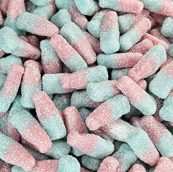 Fizzy bubble gum bottles 100g sour gummy sweets bubblegum flavour