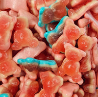 Jelly filled bears 100g strawberry flavoured gummy sweets with centre
