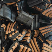 Liquorice chocolate stripes 100g chocolate flavoured liquorice sweets