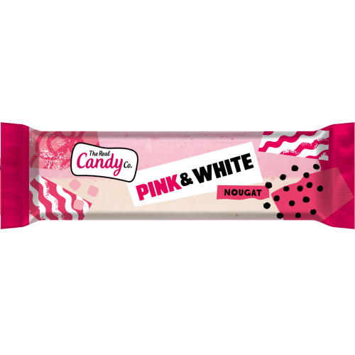Pink and white nougat bar 100g layered nougat individually wrapped sweets
