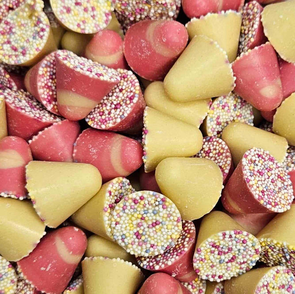 Spinning tops sweets 100g chocolate flavour sweets with sprinkles