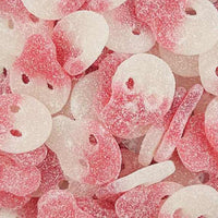 Strawberry fizzy skulls 100g red and white sour gummy sweets