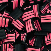Strawberry liquorice stripes 100g strawberry flavoured liquorice sweets