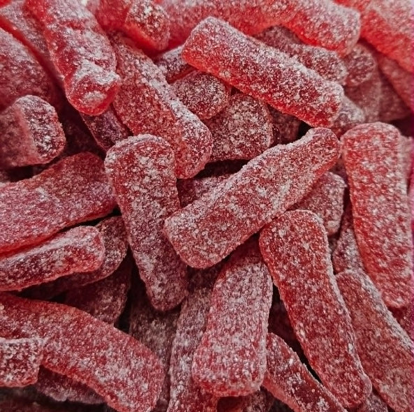 Swedish raspberry soda bottles 100g raspberry soda flavoured gummy sweets shaped like bottles